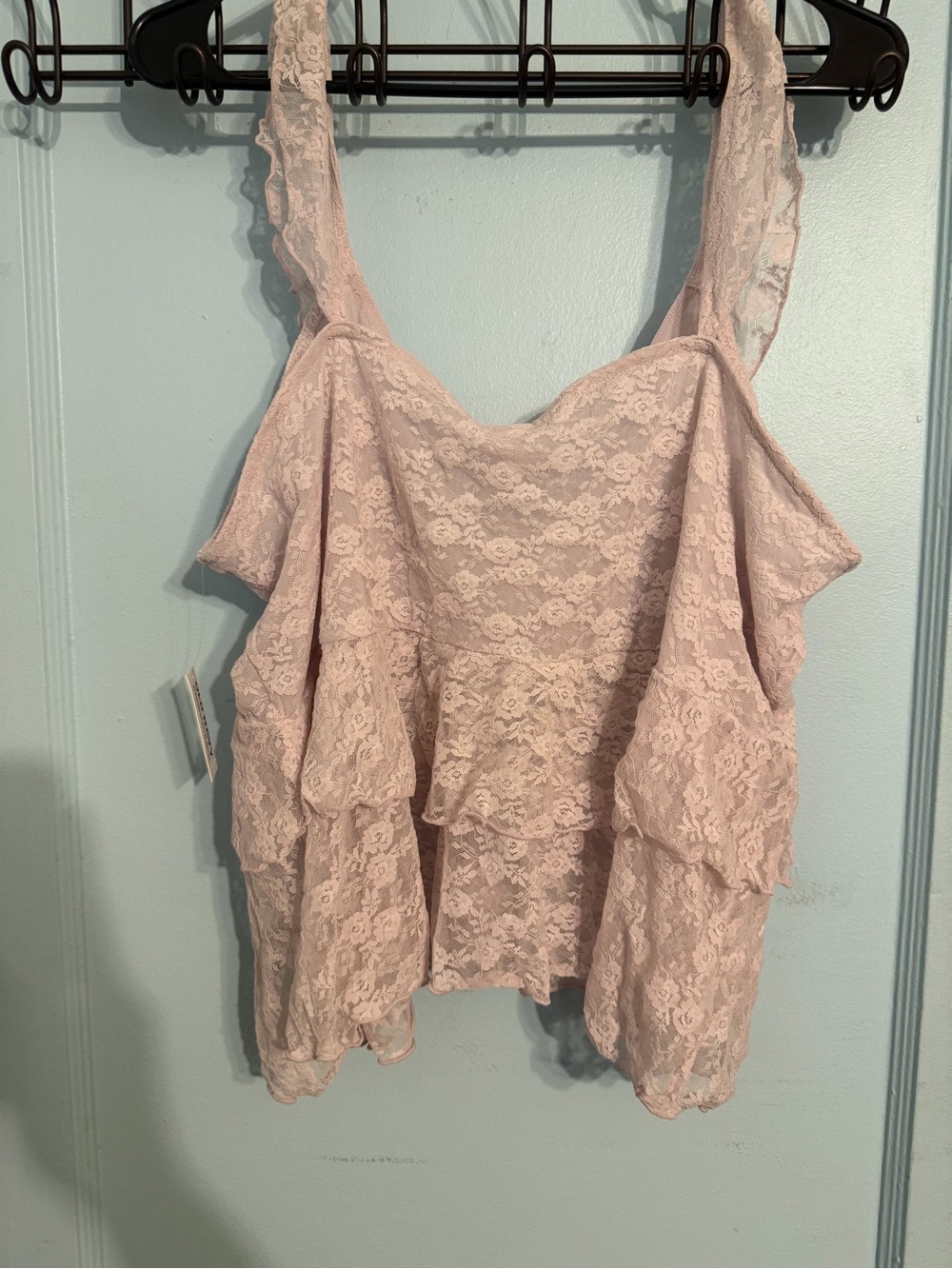 Pink Lace Ruffle Tank Top - Picture 2 of 4